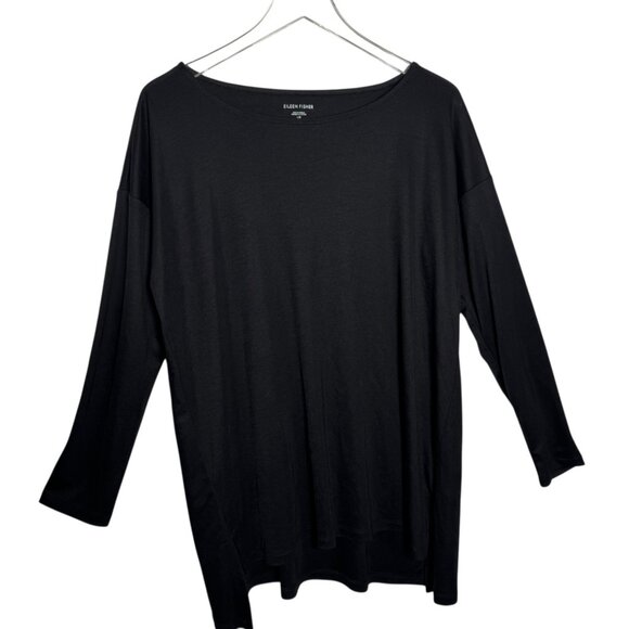 Eileen Fisher System Size Large Tencel Ballet Neck Boxy tunic top Size Large - Picture 8 of 8